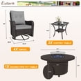thumbnail image 6 of Kullavik 7 Pieces Outdoor Patio Furniture Set with 40000 BTU Round Fire Pit Table,PE Wicker Rattan Swivel Arm Chair Set, Patio Conversation Sets,Gray, 6 of 9