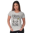 thumbnail image 3 of Cat Lady Forever Alone Funny Cynical Womens Slim Fit Graphic Tee Brisco Brands S, 3 of 5