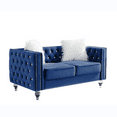 thumbnail image 4 of 2+3 Seat Sofa Set, Modern Velvet Sofa with 2 Plush Pillow & Removable Cushion, Upholstered Lounge Single Sofa with Copper Nail & Crystal Buckle for Living Room & Bedroom, Navy Blue, 4 of 7