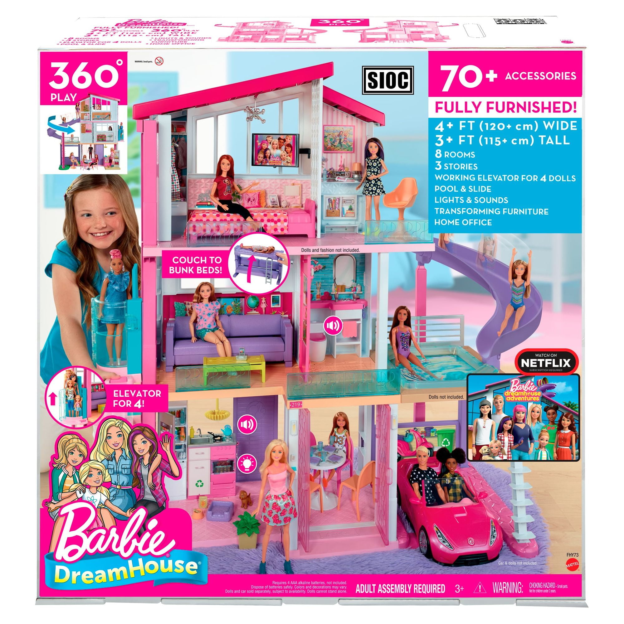 Barbie Dream House Pretend Play Set Girl Toy Gift Pool Slide Elevator New  Doll