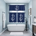 thumbnail image 4 of Nautical Kitchen Curtains Valances and Tiers Set of 3 Anchor Rope Coastal Tier Curtains and Valance with Rod Pocket for Small Windows, 27.5"x24", 4 of 9