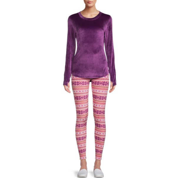 ClimateRight by Cuddl Duds Women's Velour Base Layer Top and Leggings
