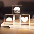 thumbnail image 1 of Cubo 3D tallado de cristal nube sistema solar regalo luminoso artesanía decoración luz de cama luminosa, 1 of 2