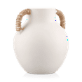 thumbnail image 2 of Bouclair White Ceramic Table Vase with Rope on Handles, 2 of 10