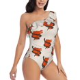 thumbnail image 5 of Balery Snake Around Heart One Shoulder Swimsuits for Women Ruffle Swimsuits Tummy Control One Shoulder Bathing Suits-Large, 5 of 8