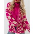 thumbnail image 2 of SUNSIOM Cardigan à Carreaux pour Femmes Manches Longues Ouvert devant Décontracté Mode Urbaine pour Automne Hiver, 2 of 6