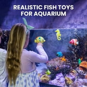 Brewish Artificial Lifelike Plastic Fish for Aquarium Tank Decorations, Random Pattern Moving Floating Fishes Toy for Bubble Tube Lamp – 12 Pieces Set