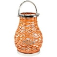 thumbnail image 5 of Northlight Woven Iron Pillar Candle Lantern with Glass Hurricane - 13.5" Orange, 5 of 8