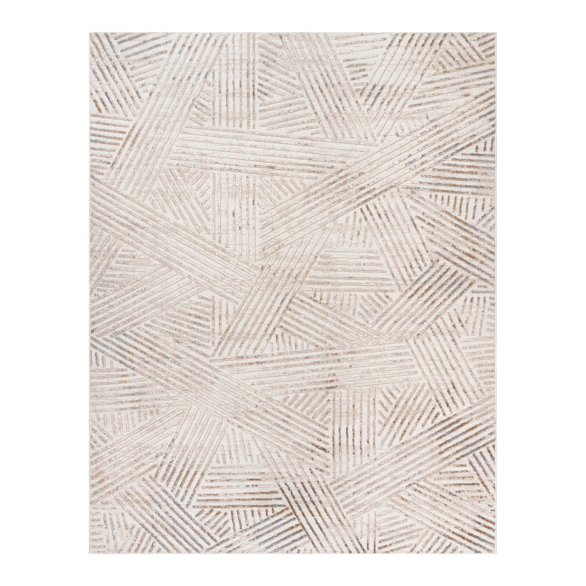 Arlo Takara Modern Abstract Beige Area Rug, 9x13