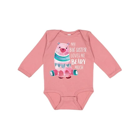 

Inktastic My Big Sister Loves Me Beary Much with Cute Bear Gift Baby Boy or Baby Girl Long Sleeve Bodysuit