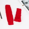 thumbnail image 4 of Elainilye Fashion Winter Gloves For Women And Men Casual Winter Wrist Arm Warmer Solid Knitted Long Fingerless Gloves Mitten,Red, 4 of 4
