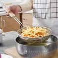 thumbnail image 5 of Colador de espumadera microperforado de acero inoxidable, cesta de red de fideos para pasta con mango de madera, 5 of 5