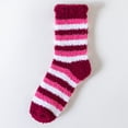 thumbnail image 2 of Soft Fuzzy Striped Crew Socks for Unisex,Warm Fleece Lined Cozy Socks for Indoor Winter and Sleep Wear Wine, 2 of 4