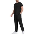 thumbnail image 3 of Men's Summer Sun Protection Suit Set Short Sleeve V-Neck Top and Shorts Casual Loose Fit Quick Dry Breathable Shirt for Beach Vacation Fishing Hiking Golf Travel Outfits | AESTIVO,Black L, 3 of 9