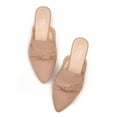 thumbnail image 2 of Women Mules Comfortable Slip On Pointed Toe Mules For Women Flats with Knot,Beige 9, 2 of 4