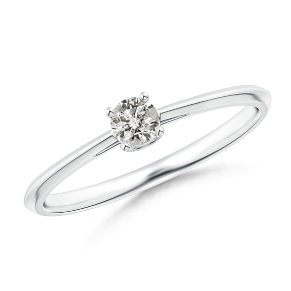 Angara Bague en Diamant Naturel - Bague de Fiançailles Solitaire en Diamant Rond à Bord Couteau en Platine pour Femme (Taille de Bague = 6)