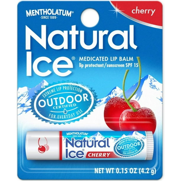 Bálsamo labial Natural Ice Medication Lip Protect SPF 15 Cherry, paquete de 12