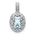 thumbnail image 5 of 925 Sterling Silver Rhodium Plated Diamond and Aquamarine Pendant, 5 of 7