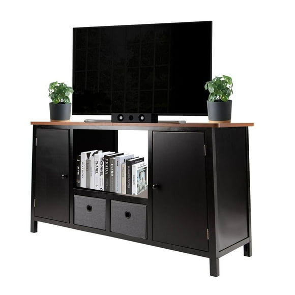 Mueble para TV Big Room de Madera Comoda Cajonera Tela Repisas Hogar negro