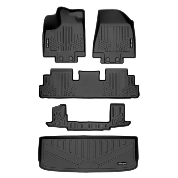 SMARTLINER 4 Rows Custom Fit Floor Liners Compatible with 2022 - 2025 Nissan Pathfinder 7 Passenger and 8 Passenger (Gasoline | 2nd Row Bucket )