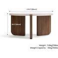 thumbnail image 2 of HOMPUS 31.5" Farmhouse Round Coffee Table, Wooden Coffee Table with Faux Marble Tabletop, Modern Living Room Circle Center Table, End Table for Living Room, Apartment, Easy Assembly (White + Brown), 2 of 16