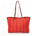 thumbnail image 2 of Pre-Owned CHANEL Deauville Line Medium Tote Bag Red Mixed Fiber x Calf Leather (Good), 2 of 8