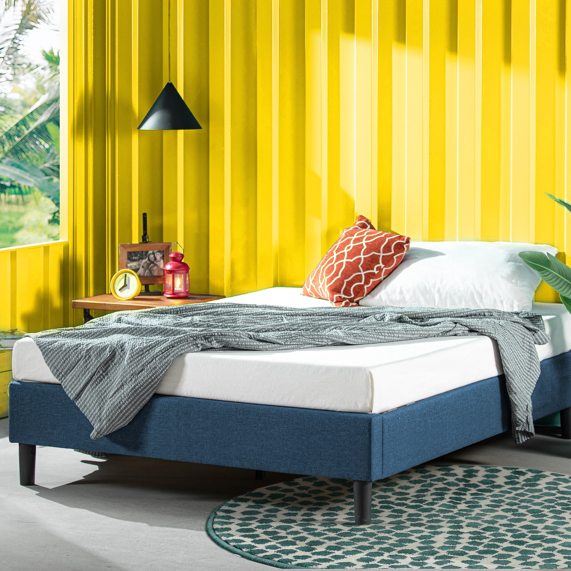 Zinus Curtis 13 Upholstered Platform Bed Frame Navy Full
