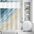 thumbnail image 2 of No Hook Shower Curtain, Haze Blue Beach Coastal Shower Curtains for Bathroom with See Through Top Window, Summer Ocean Nautical Seaside Waterproof & Washable Bath Curtain Extra Long 72"x84", 2 of 9