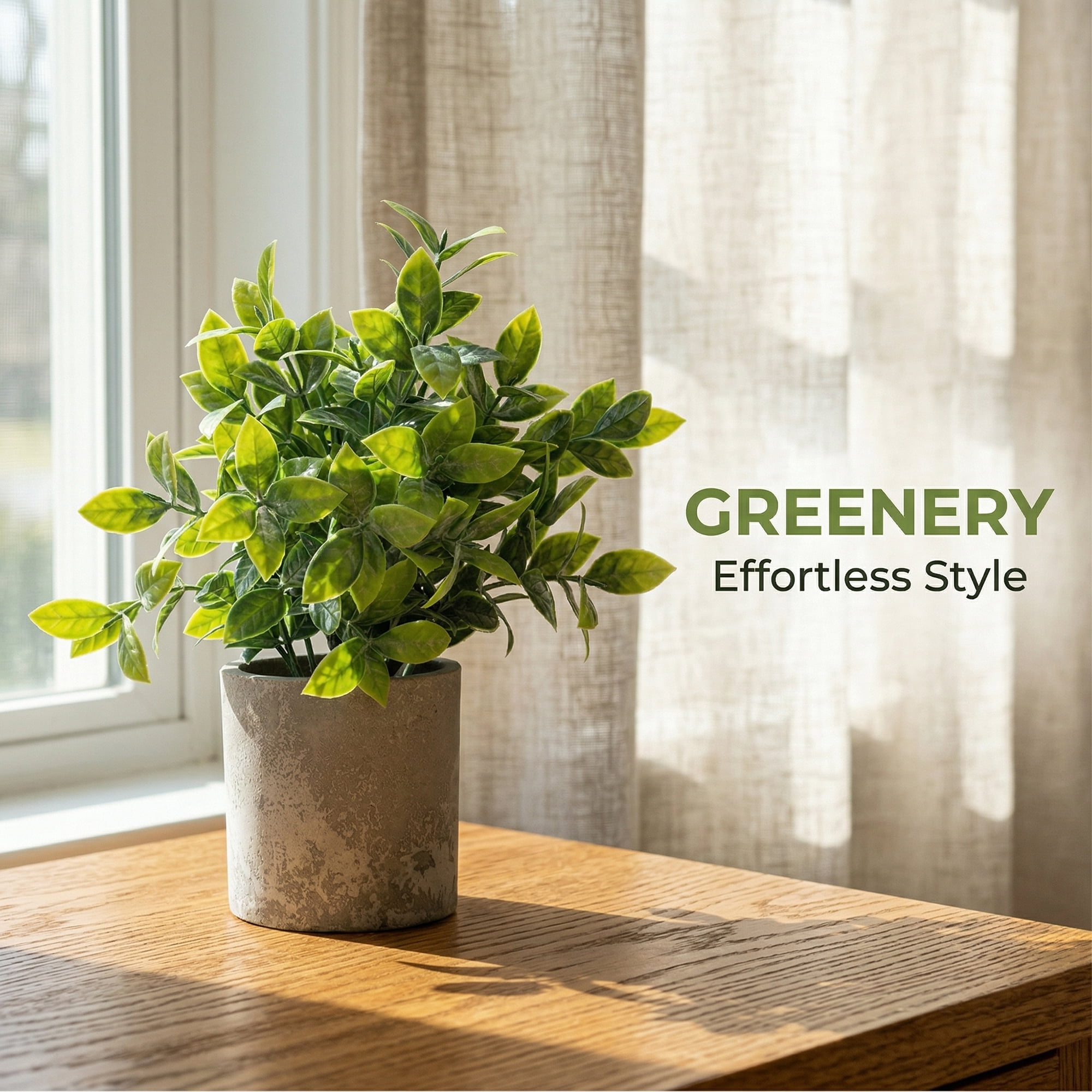 Unique Bargains Artificial Eucalyptus Plants in Pot Small Faux Greenery 7.9" Tea Leaves