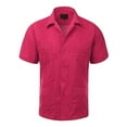 thumbnail image 2 of Guayabera Men's Cuban Beach Wedding Short Sleeve Casual Dress Shirt Coral 3XL, 2 of 2