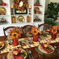 thumbnail image 5 of Thanksgiving Table Runners 13x70inch, Turkey Pumpkin Cotton Linens Table Cloth Dresser Scarves for Wedding Dinning Tables Parties Holiday Home Decor, Buffalo Plaid Orange Table Decorations, 5 of 6