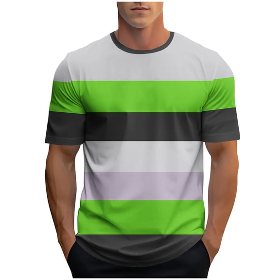 Posijego Mens T-Shirts Striped Graphic Tees for Men Crewneck Short Sleeve Summer Casual Shirts Lightweight Beach Shirts