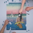 thumbnail image 3 of Hollywood Beach, California, Mermaid and Beach (1000 Piece Puzzle, Size 19x27, Challenging Jigsaw Puzzle for Adults and Family, Made in USA), 3 of 4