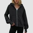 thumbnail image 2 of UngA Zip Up Hoodie Women Drawstring Cute Hoodies Fall Jacket Oversized Casual Sweatshirts with Pocket Womens Hoodies (Black,L), 2 of 6