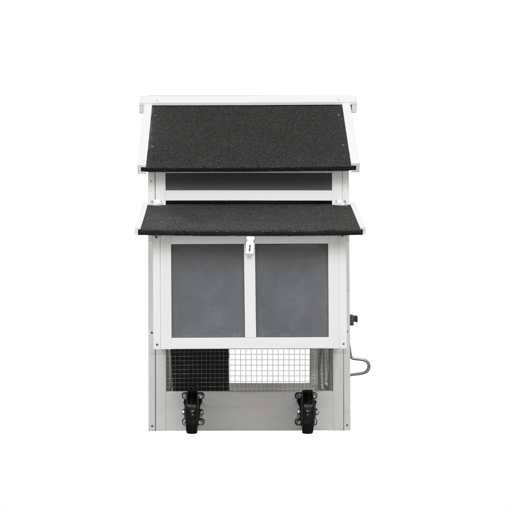 Aukfa 71" Chicken Coop Wooden Poultry Cage with Wheels & Nesting Box for Outdoor, Gray