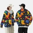 thumbnail image 6 of Kll Dinosaurs In Space Print Men'S Women’s Upf 50+ Sun Protection Outdoor Hoodie Jacket Long Sleeve Fishing Hiking Performance Shirt- Small, 6 of 8