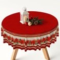 thumbnail image 3 of Red Christmas Poinsettia Round Tablecloth 70 Inch,Stain‑Resistant Table Cover for Holiday Dinner Home Kitchen Decor, 3 of 6
