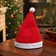 thumbnail image 3 of Santa Hat - Christmas Hats Adults - Unisex Adult Santa Hats Suitable | Soft Brim - Fits Most Head Sizes - Vibrant Red with White Trim - Christmas New Year Holiday Party Supplies, 10pcs, 3 of 7