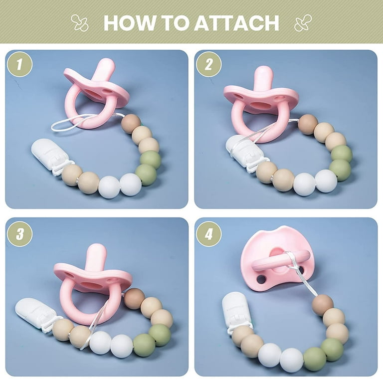Pacifier Clip & Milkshake Teether Baby Girl Gift Set