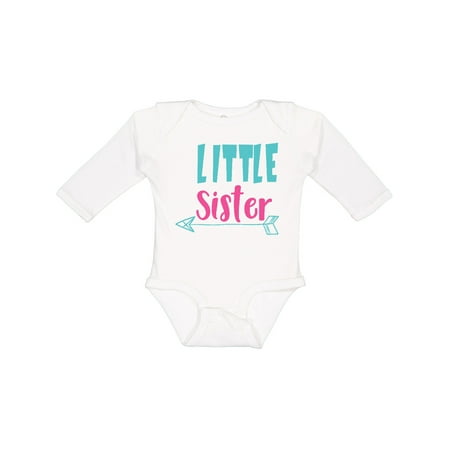

Inktastic Little Sister Younger Sister Arrow - Blue Pink Girls Long Sleeve Baby Bodysuit