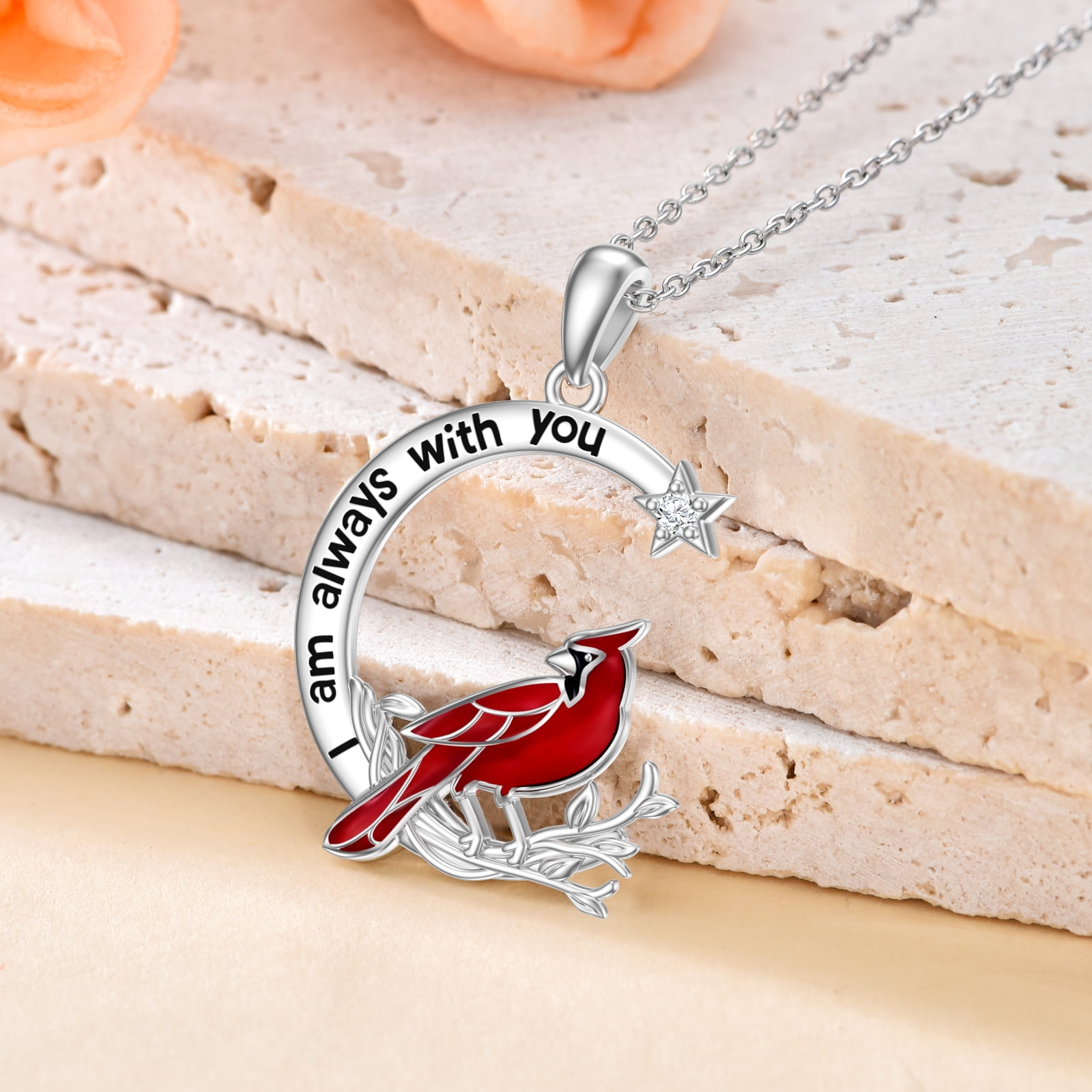 Eudora 925 Sterling Silver Cardinal Bird Necklace Rose Gold Color Animal  Totem Christian Pendant Men Women Fine Jewelry Gift