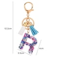 thumbnail image 4 of Purple Letter Pendant Tassels Key Chain Transparent Acrylic 26 Alphabets Key Holder Charm Decoration, 4 of 7