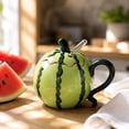 thumbnail image 6 of Ceramic Tumbler Cup, Fruit Lidded Straw Mug, Cute Watermelon Shape, Spill-Proof Lid, 14.5 x 12 x 7.5 cm, Home Table Decor, 6 of 8