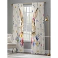 thumbnail image 4 of Bunny Easter Sheer Curtains 84 Inch Length 2 Panels Set Window Treatments, Spring Floral Pastoral Rabbits Rustic Rod Pocket Semi Curtains for Living Room/Bedroom/Kitchen Décor, 104"W x 84"L, 4 of 7