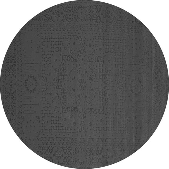 Ahgly Company Indoor Round Abstract Gray Contemporary Area Rugs, 8' Round