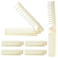 thumbnail image 1 of Peine de cepillo plegable de viaje de 6 uds, peine plegable portátil, cepillo de pelo de doble cabeza, herramientas de peluquería, peine plegable de plástico (Beige), 1 of 5