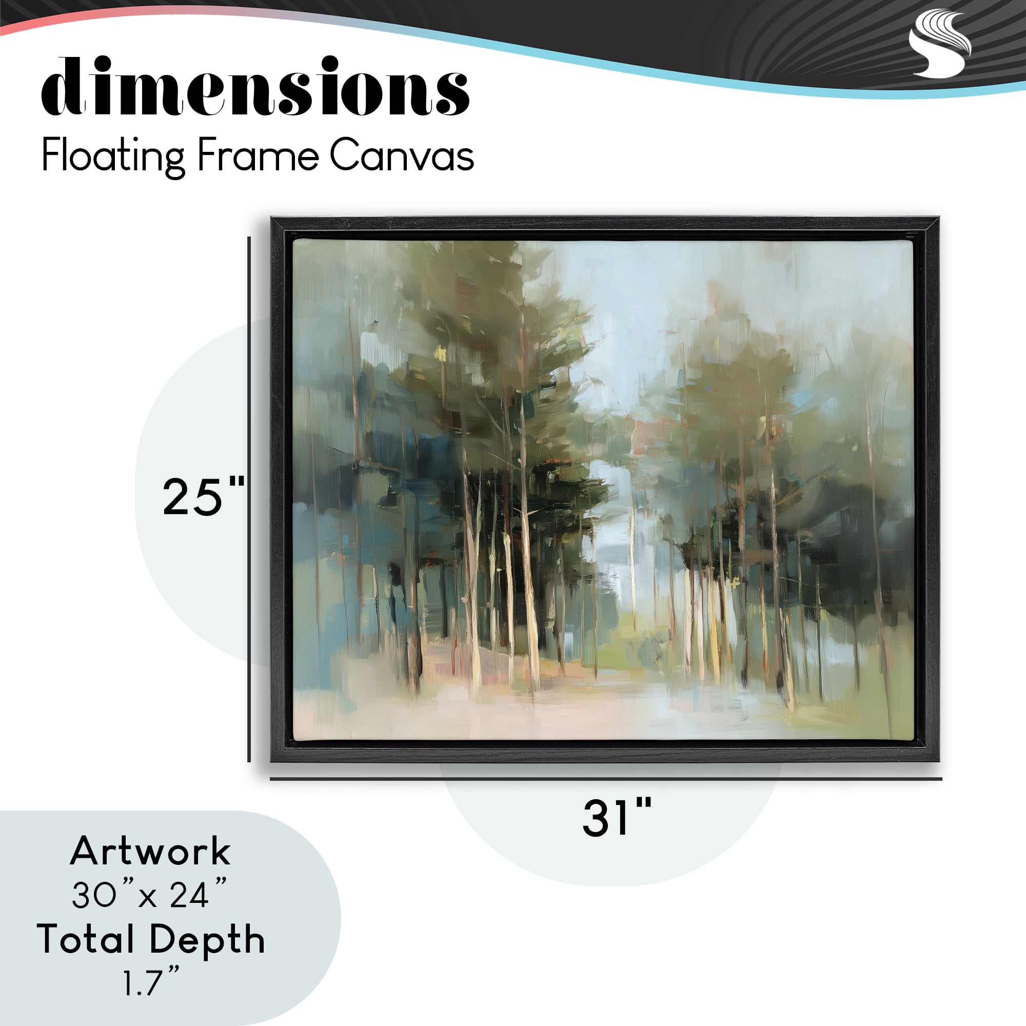 Stupell Industries The Grove Impressionist Forest Black Framed Floater Canvas Wall Art, design by Kim Curinga