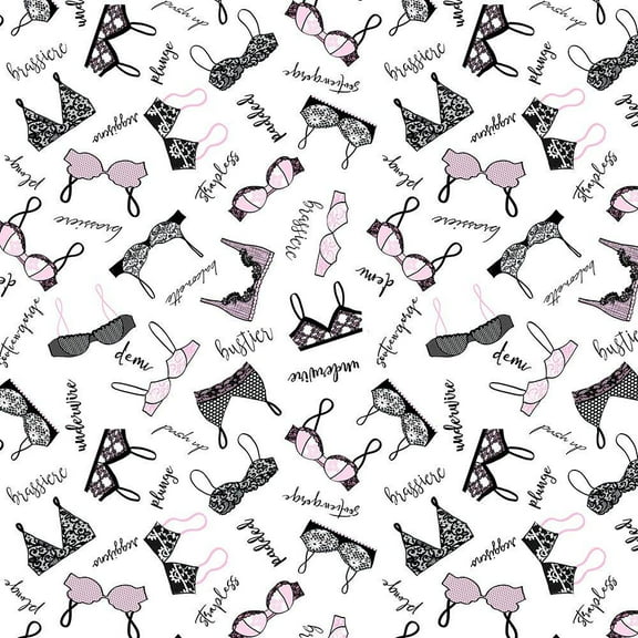 Timeless Treasures Fabrics Boudoir Tossed Bras 100% Cotton Fabric sold by the yard