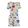 thumbnail image 4 of Women's Floral Print V-Neck Casual Summer Dress with Ruffles Lightweight Polyester Short Sleeve Daily Outing Party Wear S-4XL, 4 of 7