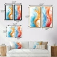 thumbnail image 4 of Designart "Modern Abstract Undulations Blue And Orange II" Abstract Liquid Ink Framed Wall Art Set Of 2 - Modern Blue Framed Wall Art Set Of 2, 4 of 6